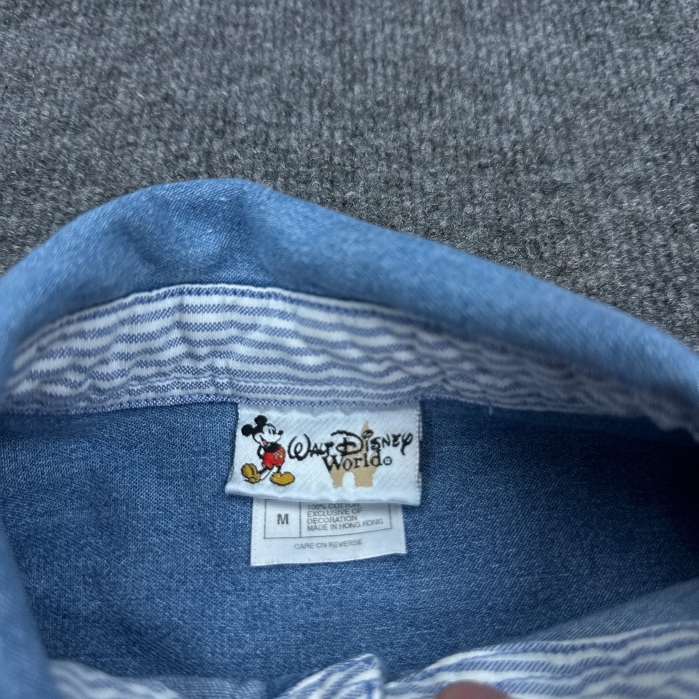 Vintage 90s Disney Tigger Button Down Denim Shirt Adult Size Medium Embroidered - Picture 4 of 12